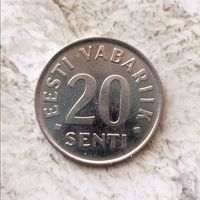 20 сентов 2004 года Эстония. 2ая Республика (крона,1991-2008). Красивая монета!