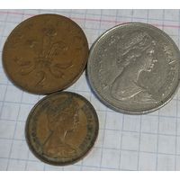 Монеты Великобритании 1,2,10 пенсов1981,1971,1979 годов