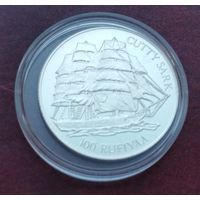 Серебро 0.500! Мальдивы 100 руфий, 1414 (1993) Катти Сарк