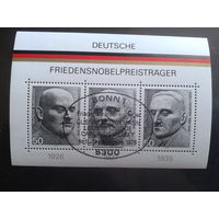 ФРГ 1975 Немцы - Нобелевские лауреаты, блок, спецгашение Михель-2,5 евро гаш.