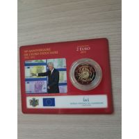 Монета Люксембург 2 евро 2012 10 лет наличному Евро BU БЛИСТЕР