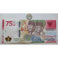 Werty71 Индонезия 75000 рупий 2020 UNC банкнота 75 лет независимости