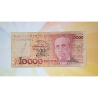 Бразилия 10000 крузадо с надпечаткой на 10 крузадос новос 1989г.