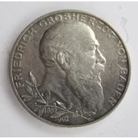 Баден 2 марки 1902 серебро  .28-299