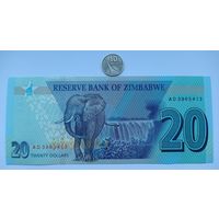 Werty71 Зимбабве 20 долларов 2020 банкнота