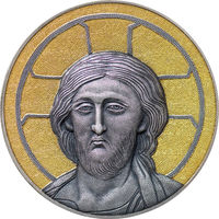 Ниуэ 5 долларов 2022г. "Мозаика собора в Чефалу: Христос Пантократор". Монета в капсуле; подарочной рамке - футляре; сертификат; коробка. СЕРЕБРО 62,20гр.(2 oz).