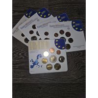 Германия 2003 год 5 наборов разных монетных дворов A D F G J. 1, 2, 5, 10, 20, 50 евроцентов, 1, 2 евро. Официальный набор BU монет в упаковке.