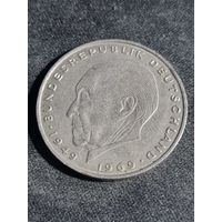 Германия  2 марки 1972 D Конрад Аденауэр