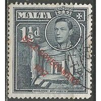 Мальта. Король Георг VI. Подземный храм. Надпечатка "Самоуправление". 1948г. Mi#202.