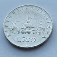 500 лир Италия 1966 года. Серебро 835. Монета не чищена. 40