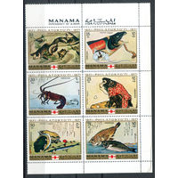 Манама - 1971г. - фауна, филателистическая выставка - 6 марок - сцепка - MNH. Без МЦ!
