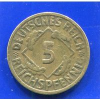 Германия 5 пфеннигов , рейхспфеннигов 1925 D