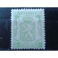 Бельгия 1937 Стандарт, герб 2 сантима** одиночка