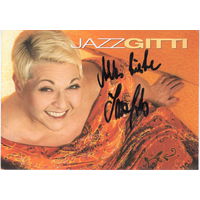 Рекламная открытка с изображением и автографом немецкой актрисы и певицы Jazz Gitti