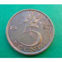 5 центов Нидерланды 1980 г.в.