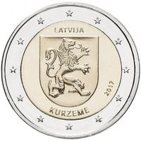 2 евро Латвия 2017 исторические области Латвии Курземе