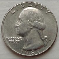 25 центов (квотер) 1981 D США. Возможен обмен