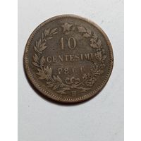 Италия 10 чентезимо 1866 года