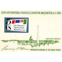 США. Блок. 6 международная филателистическая выставка.Вашингтон.1966.