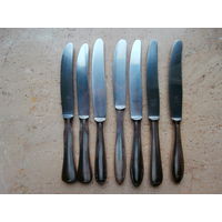 Нож столовый 7 штук серебрение клеймо 90 Германия ХХ век.
