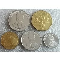 Гаити. набор 5 монет = 5,20,50 сантимов 1 и 5 гурдов 1995 - 2011 год