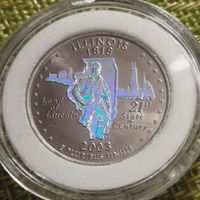 США 25 центов 2003 г ( Illinoiis   плакировка , в капсуле )