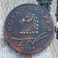 США 1 цент 1788 года. Nova Caesarea - Нью Джерси. Голова лошади и плуг. Щит.