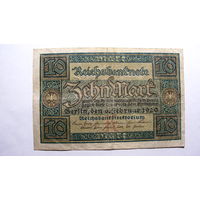 Германия Ro63с. 10 марок 1920 г. ( 8 цифр в номере )  Р Е Д К О С Т Ь