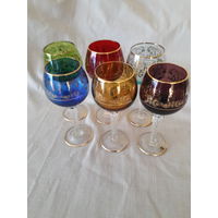 Набор 6 бокалов из цветного стекла с росписью