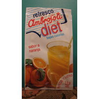 Этикетка от растворимого напитка Ambrosoli (апельсиновый).