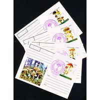 Набор из 4-х почтовых карточек Северной Осетии с оригинальными маркыми и спецгашениями Грибы