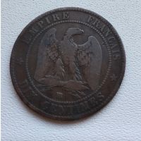 Франция 10 сантимов, 1855 "BB" и "якорь" - Страсбург 6-14-20