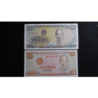 Вьетнам 200+1000 донгов 1987-89 год UNC