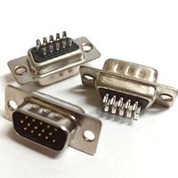 VGA разъем ((цена за 5 шт)) D-Sub 15, вилки. 3 ряда контактов. DHS-15M, DE15M, DB15HD DS1035-15M Вилка 15 pin высокой плотности на кабель
