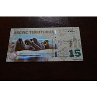 Арктические территории(Арктика) 15 долларов образца 2011 года UNC