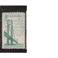 США-1964, (Мих.873) , гаш. , Мост, Карта (одиночка)