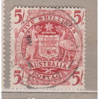 Герб Австралия 1948 год лот 1 фауна Птицы Кенгуру животные