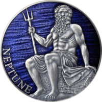 Камерун 3000 франков 2021г. "Нептун". Монета в капсуле; подарочном футляре; сертификат; коробка. СЕРЕБРО 93,30гр.(3 oz).