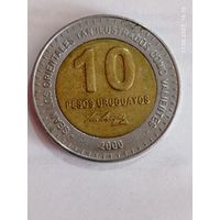 Уругвай 10 песо 2000 года .