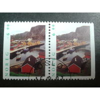 Норвегия 1997 фиорд, корабли, поселок сцепка