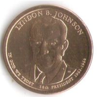 1 доллар США 2015 год 36-й Президент Линдон Джонс _состояние аUNC
