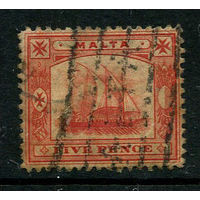 Британские колонии - Мальта - 1899 - Парусник 5Р - [Mi.12] - 1 марка. Гашеная.  (Лот 111AE)