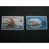 Марка - флот, парусники, транспорт, лодки, британские колонии, Соломоновы острова.