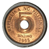 Филиппины 5 сентимо, 1995 [AUNC] (холдер)
