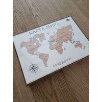 Пазл деревянный "Карта мира". Новый.