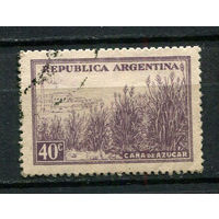 Аргентина - 1936/1950 - Плантация сахарного тростника 40C - [Mi.424X] - 1 марка. Гашеная.  (Лот 9EF)-T7P3