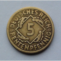 Германия - Веймарская республика 5 рентенфеннигов. 1924. J