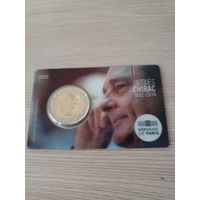 Франция 2 евро 2022 юбилейные Жак Ширак BU Блистер
