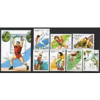 Олимпийские игры в Барселоне Камбоджа 1989 год серия из 7 марок и 1 блока