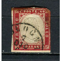 Сардинское королевство (Италия) - 1855/1863 - Виктор Эммануил II 40С - [Mi.13b] - 1 марка. Гашеная.  (LOT Ao2)